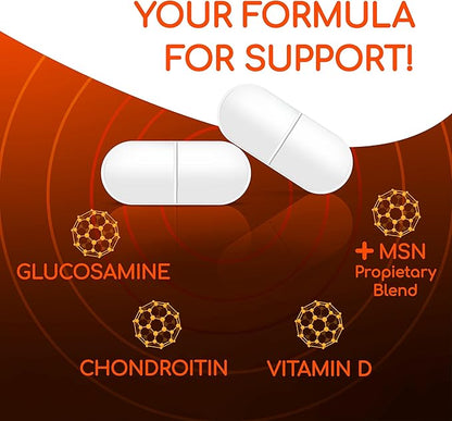 X Ray Dol Triple Action Joint Support Supplement with Glucosamine 1500mg, Chondroitin 800mg, MSM 750mg and 5X Vitamin D for Healthy Joints, Bones & Cartilage - 60 Count per Bottle - 1 Pack