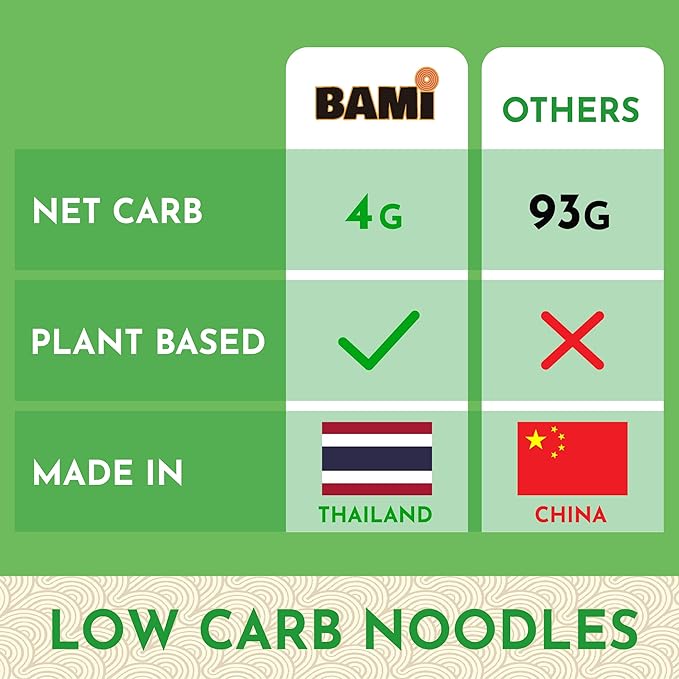 Low Carb Noodles Keto Ramen Noodles (6 Packs) 4g net carb + 5g protein in one healthy ramen noodle. Low Sodium ramen noodles are high protein noodles. Suitable for keto pasta use in sauce or soup or stir fry low carb pasta. More al-dente than konjac & ...