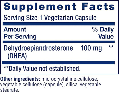 Life Extension DHEA 100 Mg Vegetarian Capsules, 60 Count