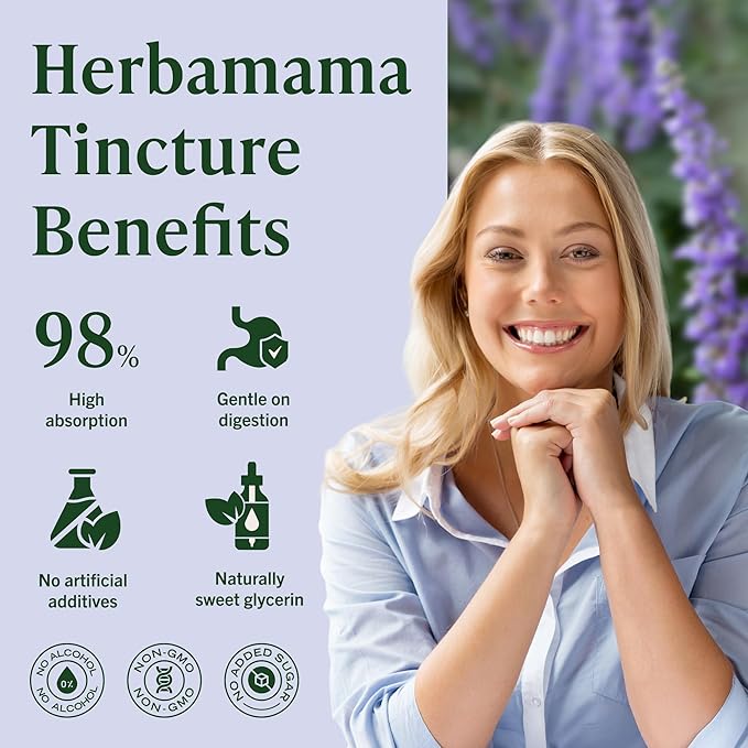 HERBAMAMA Vitex Chasteberry Supplement for Women - Natural Menopause Support* with Vitex Berry Tincture - Chaste Tree Berry Drops for Hormonal Balance & Cycle Support* - 42-Day Supply
