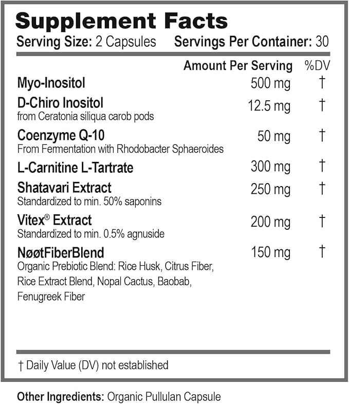 NOOT Female Fertility – Conception for Her with Myo-Inositol, D-Chiro Inositol, Shatavari, Vitex & CoQ10, Natural Hormone Balance for Women and Future Moms, Vegan, 60 Capsules