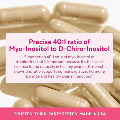 Premium Ovarian Health Support Supplement – Hormone Balance, Ovulation & Cycle Regularity - Myo-Inositol & D-Chiro Inositol Supplement for Women – 40:1 Inositol Ratio With Folate & DIM – 90 Capsules