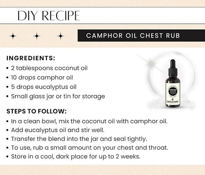 Earth N Pure Camphor Oil | Kapoor Oil | 100% Pure & Natural, Therapeutic Grade | Undiluted Essential Oil for Skincare, Hair Care, Aroma & Massage - 50 ML