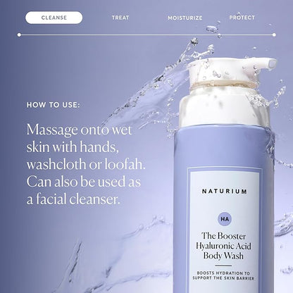 Naturium The Booster Hyaluronic Acid Body Wash, Hydrating & Moisturizing plus Minimizes Dryness, with Glycerin & Vitamin B5, 16.9 oz