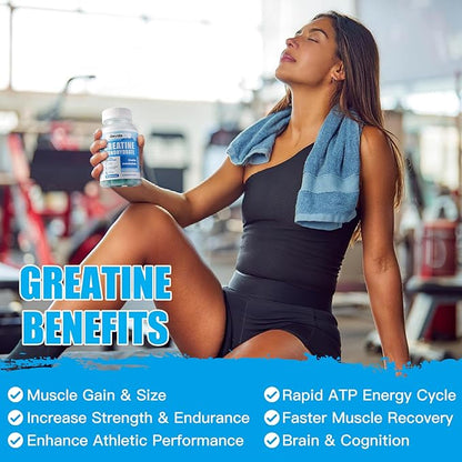 ElevateLife Creatine Monohydrate Gummies for Men & Women, Chewables Creatine Monohydrate for Muscle Strength, Muscle Builder, Energy Boost, Pre-Workout Supplement(90 Count)-Blueberry
