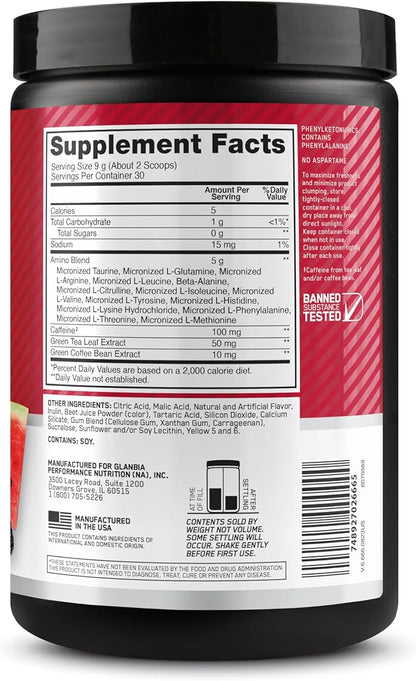 Optimum Nutrition Amino Energy - Pre Workout with Green Tea, BCAA, Amino Acids, Keto Friendly, Green Coffee Extract, Energy Powder - Fruit Fusion, 9.5 Ounce, 30 Servings (Packaging May Vary)