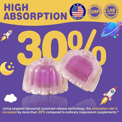 Magnesium Glycinate Gummies 400mg for Kids and Adults - Liposomal Magnesium Supplement with D3, K2 and Calcium for Sleep, Calm and Bones, Melatonin-Free, Sugar-Free, Strawberry Flavor, 60 Gummies