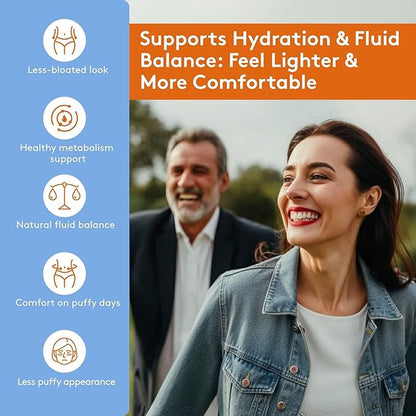 Youth & Tonic Water Weight Away – Herbal Diuretics for Water Retention & Bloating Support – with Potassium & Vitamin B6 for Fluid Balance – 60 Pills for Belly Bloat, Leg & Feet Swelling Support