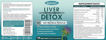 Milk Thistle Supplement for Liver Cleanse Detox & Repair, Liver Supplement with 450 mg Milk Thistle Extract (80% Silymarin) for Liver Support and Health, GMO-Free, 120 Veggie Capsules (60 Day-Supply)