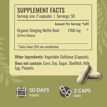HERBAMAMA Stinging Nettle Capsules - 1200mg Stinging Nettle Root Extract for Urinary Tract Support - Vegan, Non-GMO Urtica Dioica Supplement