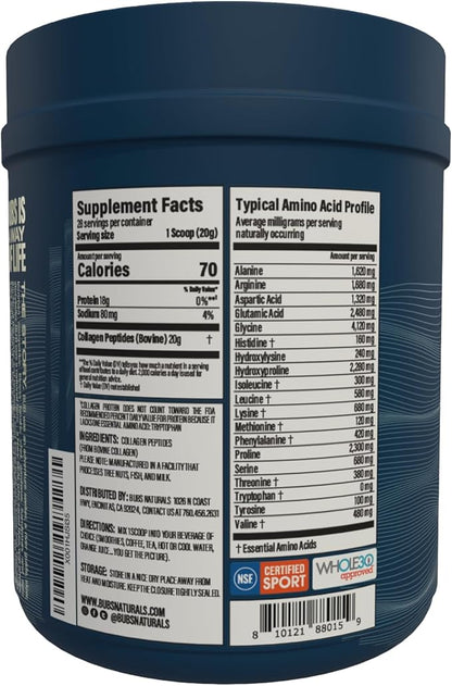 BUBS Naturals Collagen Peptides Powder, Collagen for Women & Men, Hydrolyzed Peptides, Unflavored Pasture Raised Grass Fed, Paleo Keto Friendly, Supports Hair Skin & Joint Health (20 oz) 28 Servings