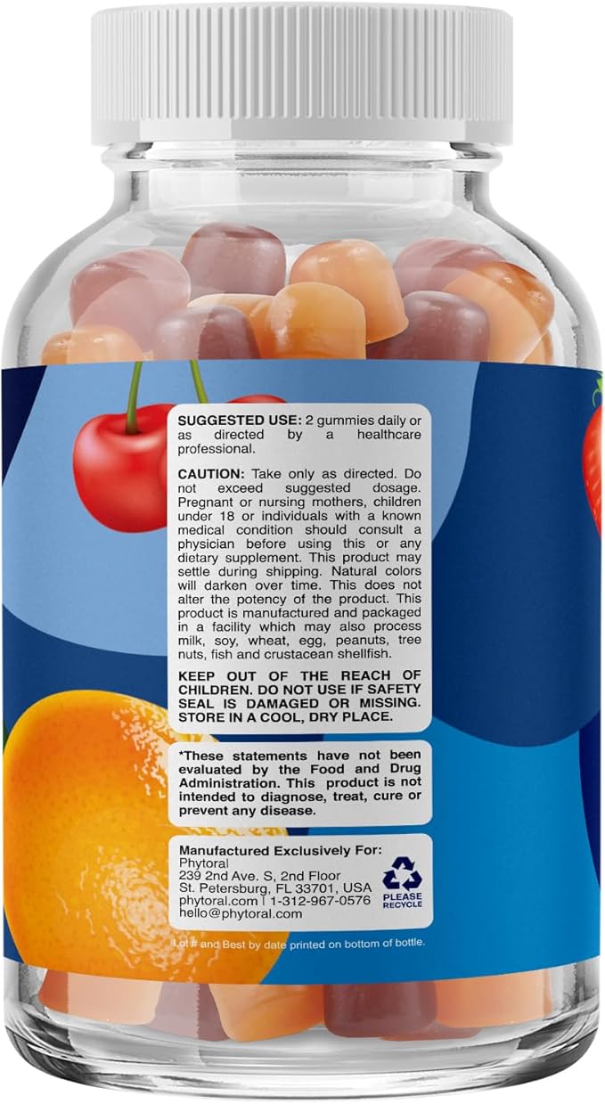Phytoral Natural Multivitamin for Men Gummies with Zinc - Vitamin D C A & Biotin B6 B12 Full Health Supplement - 90 Count (Pack of 1)