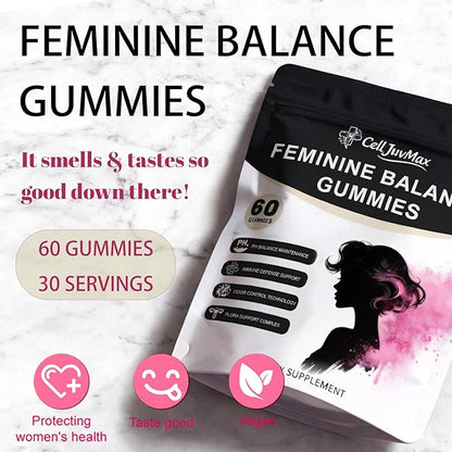 Feminine Balance Gummies for Women,pH Balance & Odor Control, Immune & Vaginal Health Support, Sugar-Free Gluten-Freet (1)
