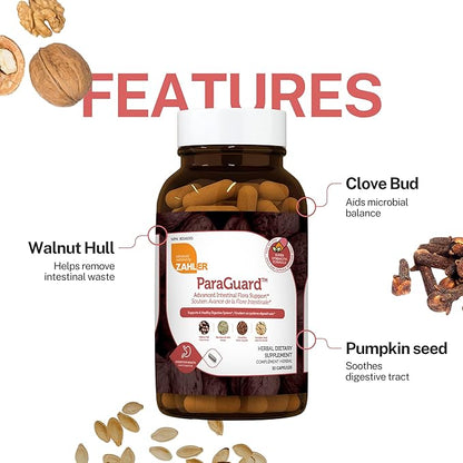 Zahler - ParaGuard Capsules - Gut Health Supplement - Formula has Wormwood, Garlic Bulb, Pumpkin Seed, Clove & More - Natural Support for Humans - Certified Kosher 30 Count
