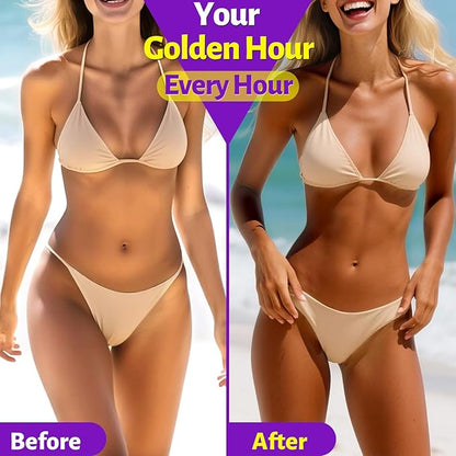 Tanning Gummies for Women Men - Natural Self Tanner Supplement with Astaxanthin, Beta Carotene, Lycopene, Zinc Citrate & Vitamins, Sunless Tan Booster, Skin Hydration & Glow (Purple)