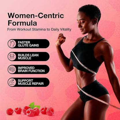 Creatine for Women 5000 MG, Creatine Gummies, Creatine Monohydrate Supplement for Muscle Growth, Strength & Energy Support, Sugar Free Pre Workout Gummies 120 Count Raspberry Flavor