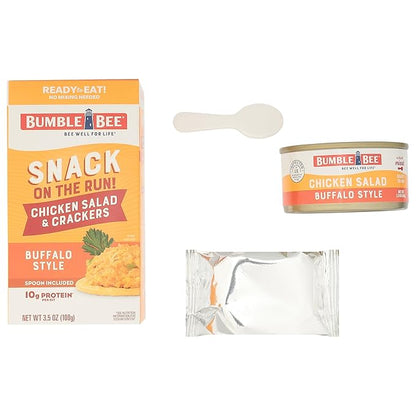 Bumble Bee Snack On The Run! Protein Snack Pack - Buffalo Chicken Salad with Crackers - 10g Protein per Box - Ready to Eat Easy-Open Canned Chicken Salad (Pack of 1)
