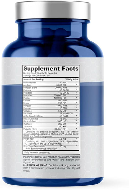 4-in-1 Gut Health Support – Prebiotics + Probiotics + Postbiotics + Digestive Enzymes – DE111 Spore Probiotic for Digestive Support & Bloating – Non-GMO, Made in USA – 60 Veggie Capsules