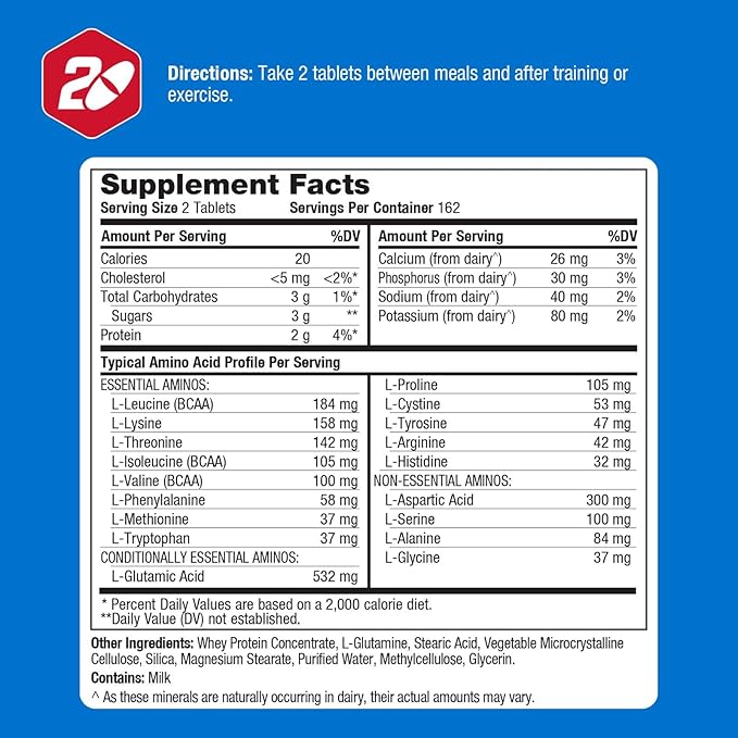 Prolab Amino 2000 Essential Amino Acids Supplement, Full-Spectrum EAA Formula for Muscle Recovery, Lean Muscle Growth & Performance Support (325 Tablets)