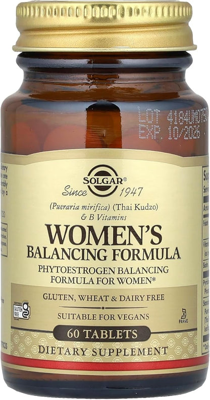 Solgar Women's Balancing Formula, 60 Tablets - Pueraria Mirifica - Phytoestrogen Balancing Formula, Energy Metabolism, Nervous System Health - Vegan, Gluten-Free, Dairy Free, Kosher - 60 Servings