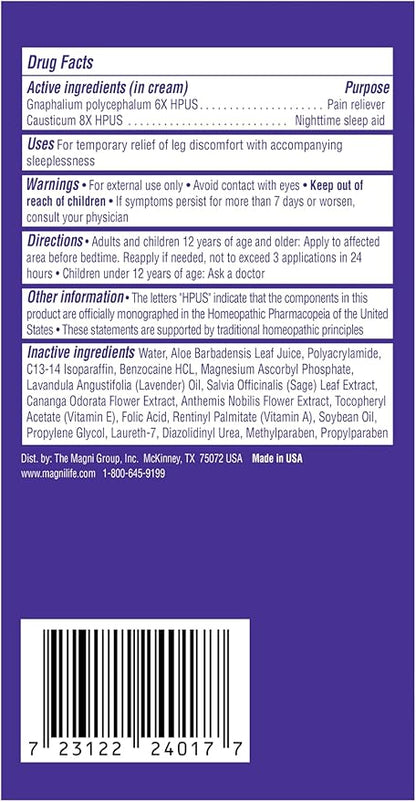 MagniLife Relaxing Leg Cream PM, 4 Oz Jars (2 Pack), Homeopathic Nighttime Pain Reliever & Sleep Aid with Lavender & Magnesium, Non-Greasy Deep Penetrating Cream for Restless Legs & Discomfort