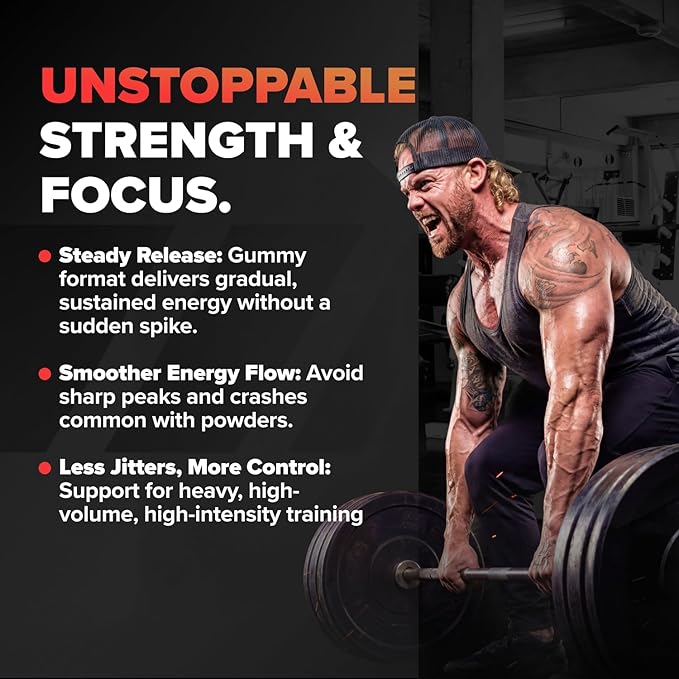 Bounce Pro Beast Mode Pre Workout Gummies with Caffeine, Beta-Alanine & L-Tyrosine for Energy, Focus & Training Intensity (50 Count (Pack of 1), Fruit Punch)