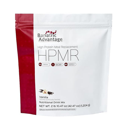 Bariatric Advantage High Protein Meal Replacement Drink Mix, Protein Powder Whey Isolate for Gastric Bypass and Sleeve Gastrectomy Patients, 27g Protein, Lactose Free - Vanilla - 28 Servings