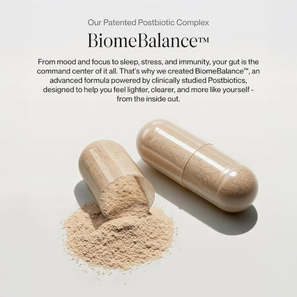Postbiotics Gut Health Supplement – Bloating Relief, Gut, Brain & Digestive Health - Microbiome & Immune Support with BiomeBalance™ - 1000x More Active Ingredients Than Pre & Probiotics – 60 Capsules