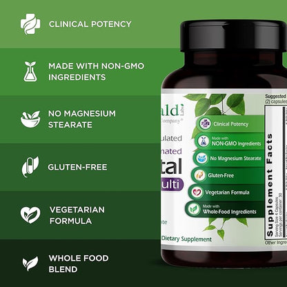 EMERALD LABS Prenatal Clinical Multi - Prenatal Multivitamin with Methylfolate, Albion Chelated Gentle Iron, Whole-Food Ingredients & More - Soy & Gluten-Free - 120 Vegetable Capsules (30-Day Supply)