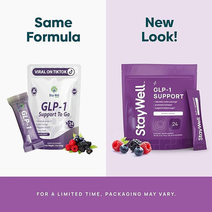 GLP-1 Supplement | Natural GLP-1 Production | GLP 1 Booster Drink Mix to Control Appetite and Cravings | Great Tasting Metabolic Support - Yerba Mate, Garcinia Cambogia, Berberine [Mixed Berry]