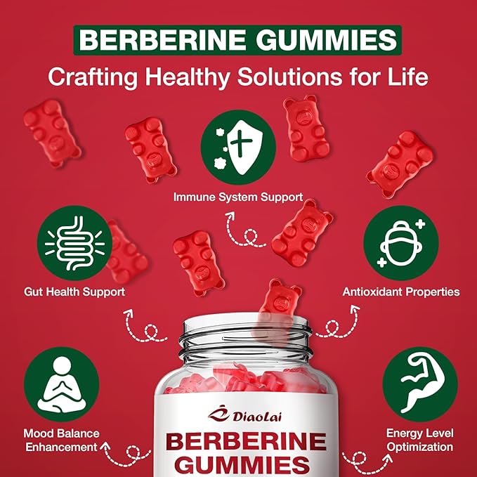 Berberine Gummies 2000mg - Natural Organic Berberine HCL Supplement - Vegan, Non-GMO, Gluten-Free - Delicious Raspberry Flavor - 120 Count