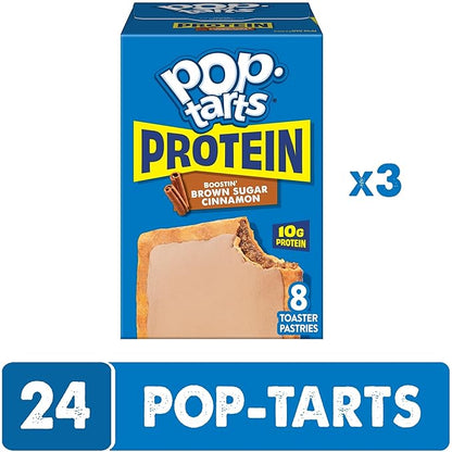 Pop-Tarts Protein Toaster Pastries, 10g Protein, Boostin' Brown Sugar Cinnamon (24 Pop-Tarts)