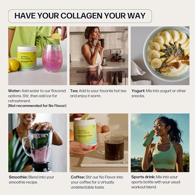 Sparkle Wellness VERISOL Bioactive Hydrolyzed Collagen Peptides | Collagen Powder with Vitamin C & Hyaluronic Acid for Hair, Skin, and Nail Health | Skin Boost Plus (Mixed Berry) [30-Serves]