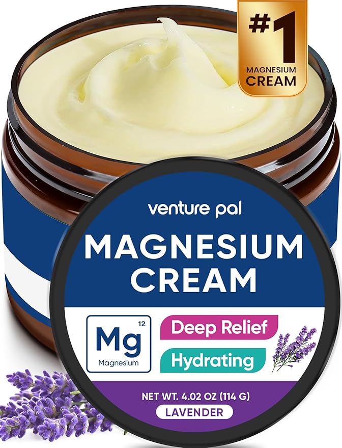 Venture Pal Topical Magnesium Cream, Fast-Absorbing Magnesium Moisturizing Lotion with Coconut Oil, Shea Butter & Hyaluronic Acid, Suitable for Kids