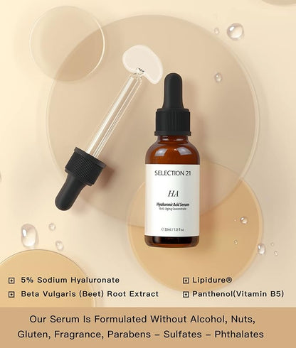 Advanced Hyaluronic Acid Serum for Face Anti Aging with 5% Hyaluronic Acid Complex, Hydrating Stem Cell Serum for Skin 1 Fl OZ.(pack of 1)