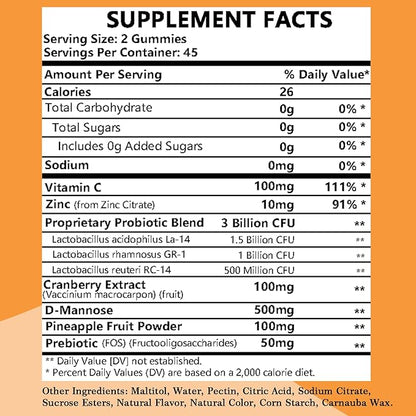 Pineapple Gummies for Women pH, Feminine Balance, Vaginal Health, Female Probiotics Gummy, Wellness Support, Vegan, Gluten-Free, Hawaiian Pineapple 90 Gummies 45 Servings