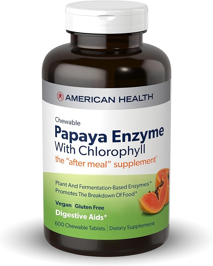 American Health Chewable Papaya Enzyme with Chlorophyll 600 Chwbls