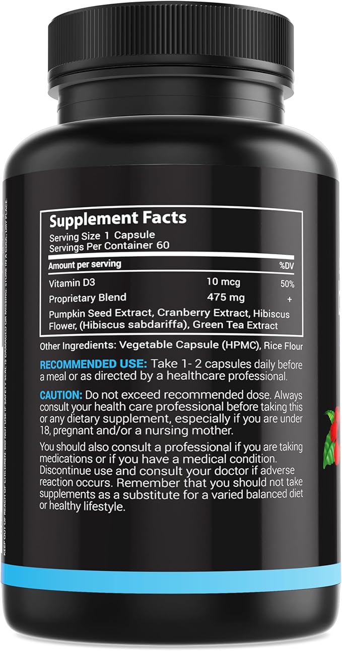 Advanced Bladder Control Supplements for Women & Men - Supports Urinary Tract Health - Helps Overactive Bladder & Urinary Tract Infection - Cranberry Pills + Pumpkin Seed Oil Extract, 60 Ct