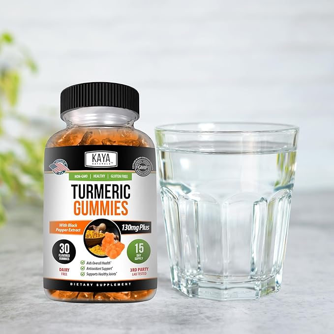 Kaya Naturals Turmeric Supplements Gummies - Pure Nature Turmeric Curcumin -Turmeric Ginger Gummies - 30 Count Gummy - Turmeric with Black Pepper Extract (Pack of 2)