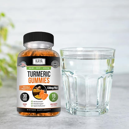 Kaya Naturals Turmeric Supplements Gummies - Pure Nature Turmeric Curcumin -Turmeric Ginger Gummies - 30 Count Gummy - Turmeric with Black Pepper Extract (Pack of 2)