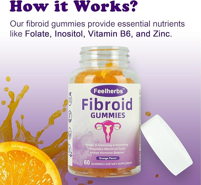 Fibroid Gummies for Women, Vegan Orange Flavor Gummies, Pack of 2
