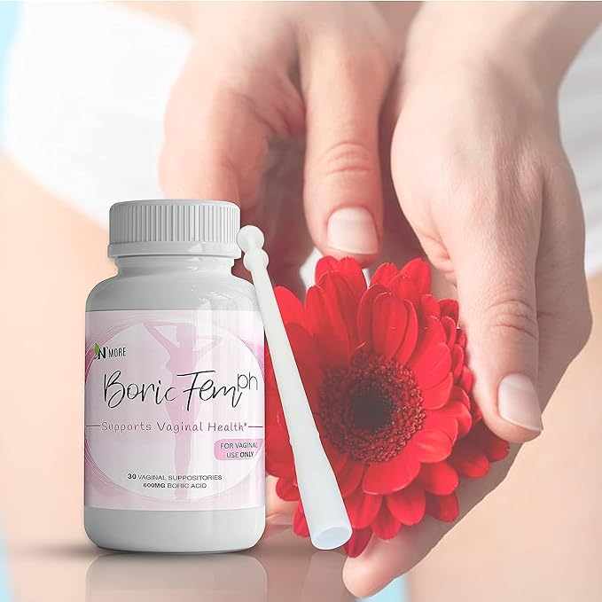 N'More Boric Acid Vaginal Suppositories - 100% Pure Made in USA - Boricfem Support Vaginal Health (One) (30 Serving, Boricfem with Applicator)