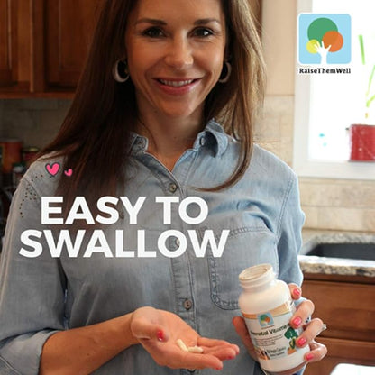 Raise Them Well Prenatal Multivitamin with Methylfolate, K2 MK-7, Glutathione & Iron, Physician Developed, Non-GMO, Supports Healthy Pregnancy, Brain & Bone Development, 150 Veggie Capsules