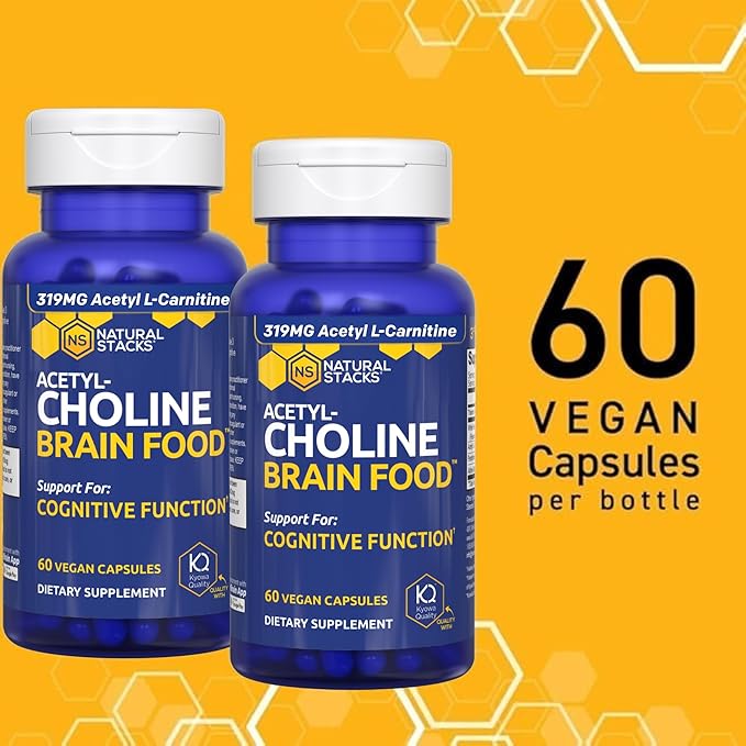 Acetylcholine Brain Food - Acetyl L-Carnitine & Alpha GPC Supplement - Supports Production of Acetylcholine - Neurotransmitter Supplement for Cognitive Function - 120 Capsules