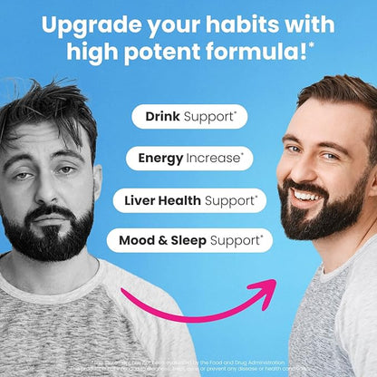 NoMoreDrinks Anti Alcohol Craving Supplement | Liver Detox & Combat Cravings | Energy Support Alcohol Replacement Drink | Organic Milk Thistle Supplement & Dandelion Root & 5HTP | (10) Energy Pills