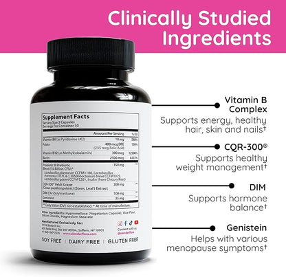 SlenderFlora - Menopause Probiotic Supplement | Weight Management, Hot Flashes, Night Sweats, Bloating | 70 Billion CFU | Gluten, Soy & Dairy Free | 60 Ct, Pack of 3