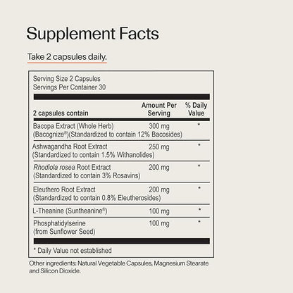 Veracity Cortisol Calming - Clinically Proven Stress & Sleep Support Supplement - Reduces Tension & Improves Mental Clarity with Natural Blend of Adaptogens - 60 Capsules