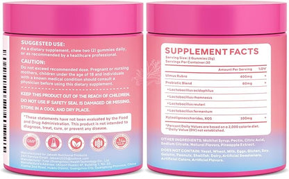 Her Juicy Feminine Probiotics Gummies for Women, Women's Probiotic Gummy with Slippery Elm - Supports pH Balance, Vaginal Health, Gut & Immune System Health for Women - Tasty Pineapple (60 Count)