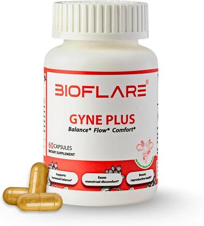 GYNEPLUS Menstrual Relief Capsules, Natural Period Pain Relief, Hormone Balance & Ovarian Support, Regulate Menstrual Cycle, Ease Cramps, Hormonal Balance Supplement for Women, 60 Capsules