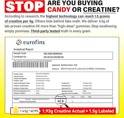 180 Count Creatine Gummies for Men & Women - 0g Sugar Third-Party Testing Creatine Monohydrate Gummies 4.5g, Energy Boost, Pre-Workout Supplement, Vegan, Non-GMO-2 Pack Pineapple